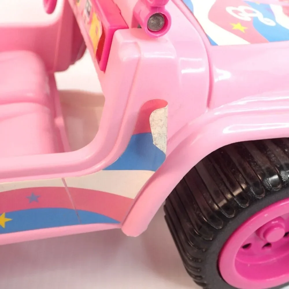 Vintage Barbie Pink Plastic Jeep Pink Rims Black Wheels NO Canopy Top